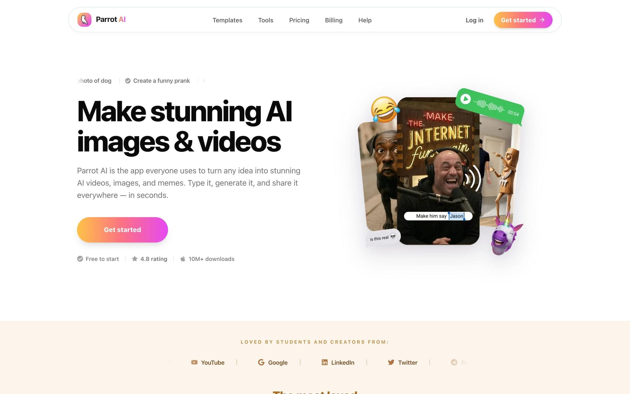 Parrot AI, as it runs live